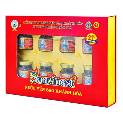 Hộp Quà Tặng 8 Lọ Yến Sào Khánh Hòa 21% 70ml Có Đường YSKH04