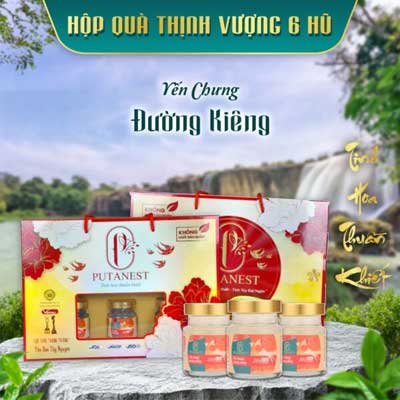 Hộp Thịnh Vượng 6 Hũ Yến Chưng Cao Cấp Đường Kiêng 28%