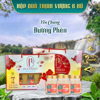 Hộp Thịnh Vượng 6 Hũ Yến Chưng Cao Cấp Đường Phèn 28%