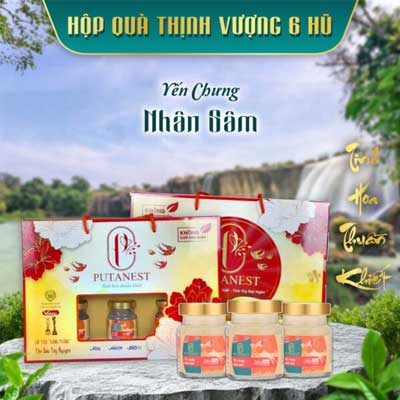 Hộp Thịnh Vượng 6 Hũ Yến Chưng Cao Cấp Nhân Sâm 28%