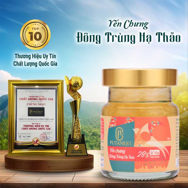 Hộp 6 Hũ Yến Chưng Cao Cấp Đông Trùng Hạ Thảo 28%