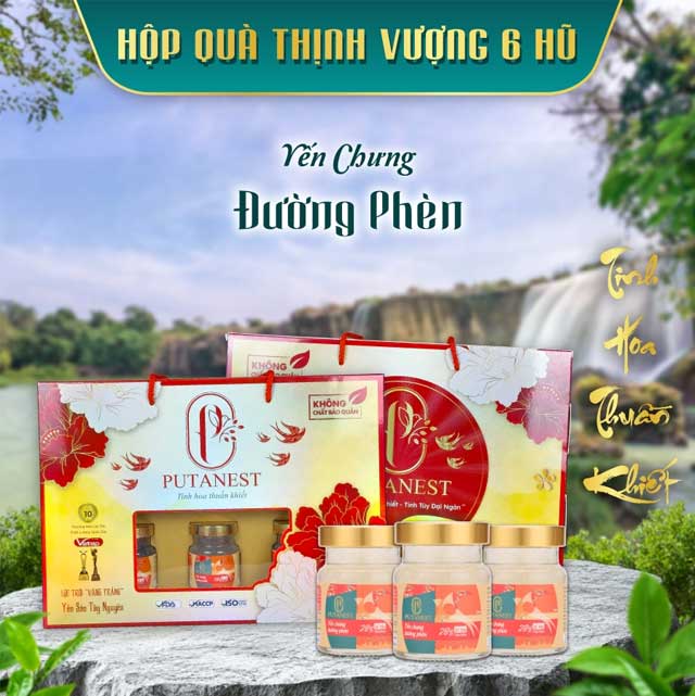 Hộp Thịnh Vượng 6 Hũ Yến Chưng Cao Cấp Đường Phèn 28%