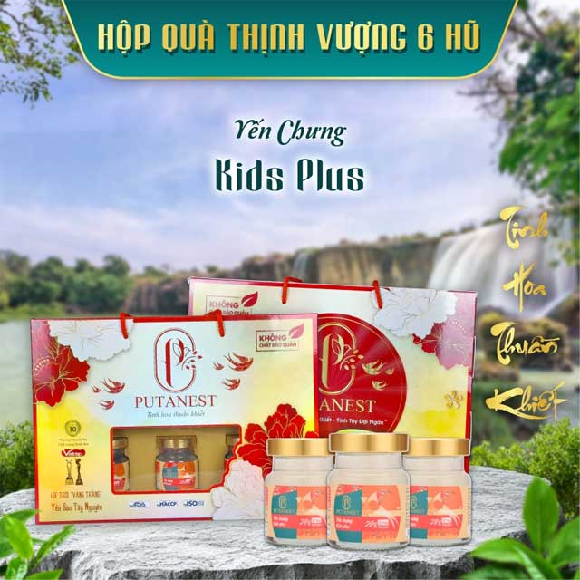 Hộp Thịnh Vượng 6 Hũ Yến Chưng Cao Cấp Kids Plus 28%