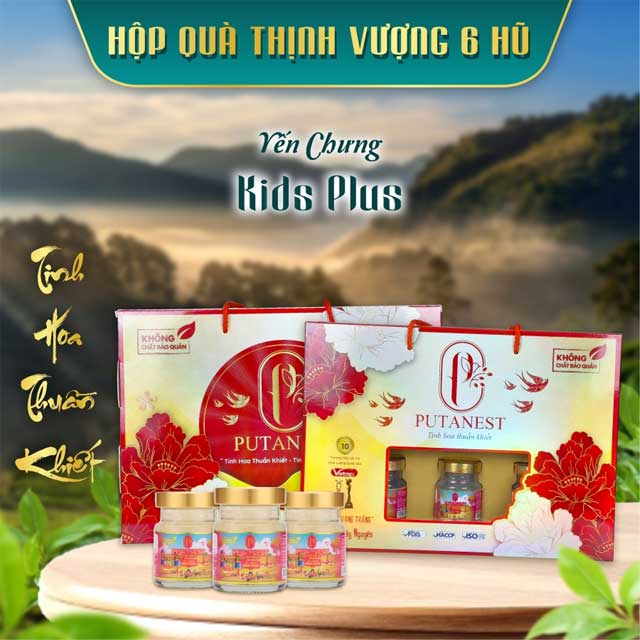 Hộp Thịnh Vượng 6 Hũ Yến Chưng Thượng Hạng Kids Plus 35%